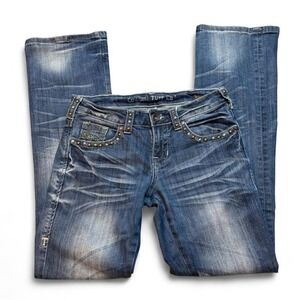 Cowgirl Tuff Wild‎ mustang low rise bootcut western denim blue jeans size 27x33